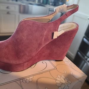 Suede Open Toe Wedges